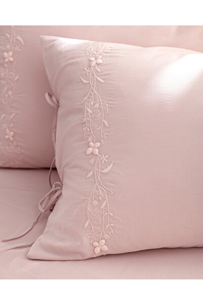 Madame Coco Double 100% Cotton Embroidered Duvet Cover Set - Powder