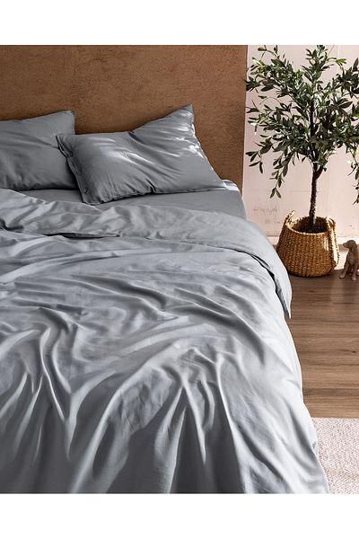 Madame Coco Songe Double 100% Cotton Chambre Bedding Set - Light Gray