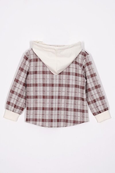 zepkids Πουκάμισο για αγόρι με κουκούλα σε καφέ χρώμα