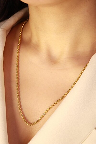 DİAMİNE PIRLANTA 14 Ayar Kalın Halat Burgu Zincir Kolye