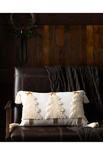 Madame Coco Cluny Pamuklu Kırlent Kılıfı - Ekru/Terracotta - 40x60 cm