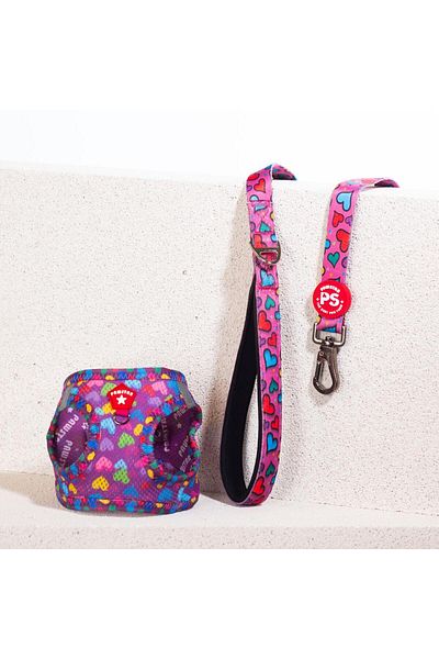 Pawstar Air-Mesh Cat Dog Leash and Walking Strap Set - Hearts Leash