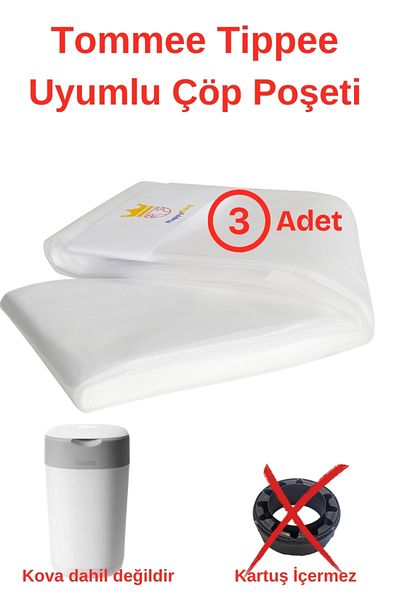 NappyKing 3Pcs Replacement Bags for Tommee Tippee Trash Can--Cartridge Free--