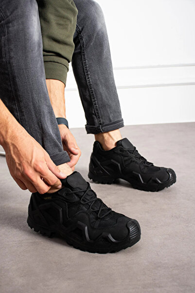 SINGLE SWORD SS610 Su ve Rüzgara Dayanıklı Kaymaz Taban Bağcıklı Unisex Askeri Taktik Outdoor Siyah Ayakkabı/Bot