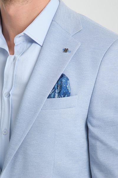 Frappoli Ice Blue Μοντέρνο Ανδρικό Μπλέιζερ Μονό Γιακά Αθλητικό Πλεκτό Μπουφάν