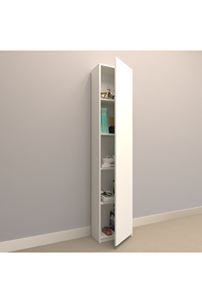 RAFKESTİR Asya Suntalam Kitaplık ( 40 X 180 Cm ) - Kapaklı Beyaz ( Parlak )