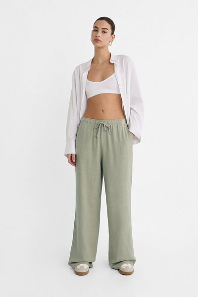 Stradivarius Linen Blended Loose Cut Trousers
