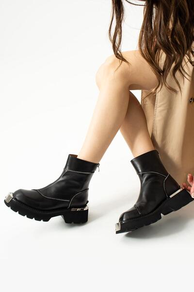 FOLLİNİ Kadın Hakiki Deri Bot Siyah