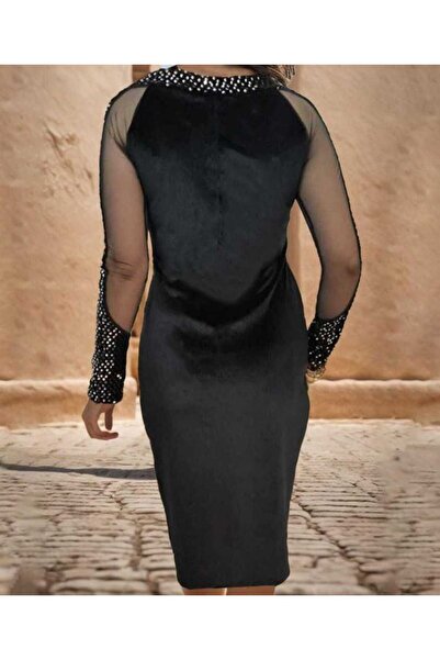 Red Daisy Νέα σεζόν Γυναικείο μακρυμάνικο φόρεμα με παγιέτες με λεπτομέρεια βελούδινο μίντι φόρεμα