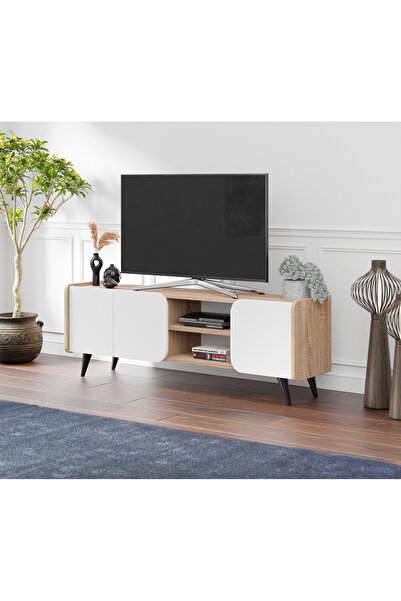 MUSVENUS Holly Tv Sehpası 3 Kapaklı 140 Cm Tv Ünitesi