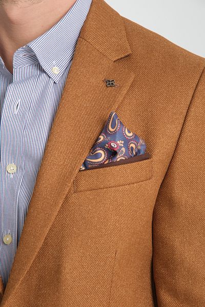 Frappoli Αθλητικό μπουφάν Fevual Ανδρικό Camel Mono Collar Diagonel με μοτίβο Slim Fit Blazer