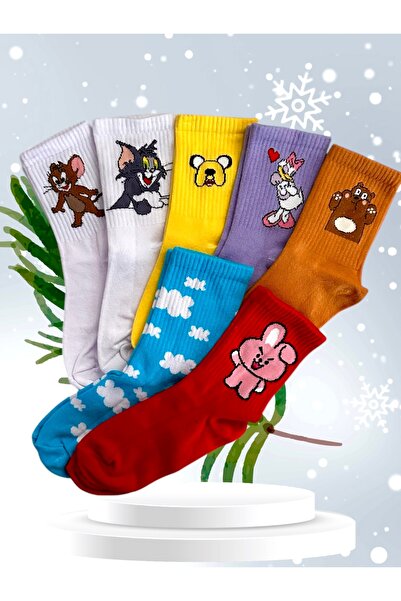 çorapdunyam Кольорові унісекс-шкарпетки для тенісу - серія з 7 пар, прямі, веселі Ns1010