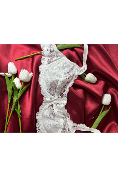 MİSTİRİK Espera Model - Soft Textured, Underwire Supported Bustier Without Pad, Ecru Color