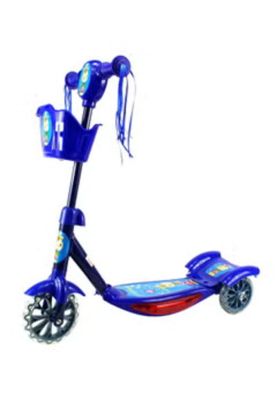 Generic 3 Wheel Scooter With Music And Light In Blue With Storage Basket In Front