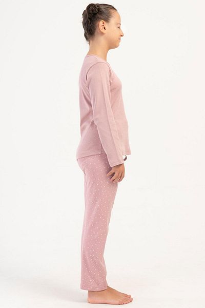 VİENETTA Costum de pijama roz pentru fete cu maneci lungi cu 2 fire