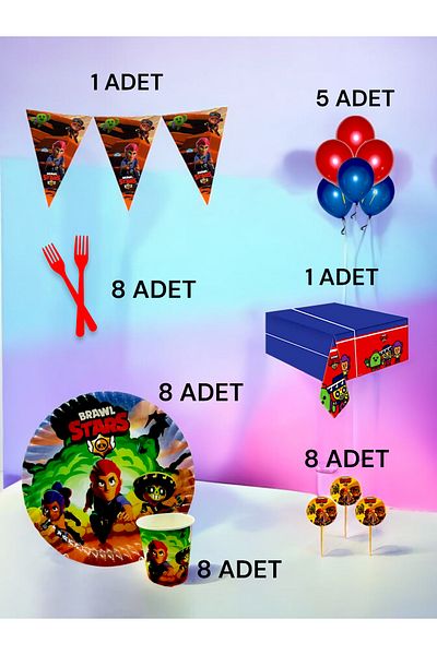 VibeHome 8-Person Brawlstars Themed L Pack - Birthday Party and Fun Events