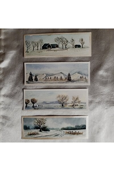 Sarisa Σελιδοδείκτης με θέμα το χιόνι Ακουαρέλα Πρωτότυπο Έργο