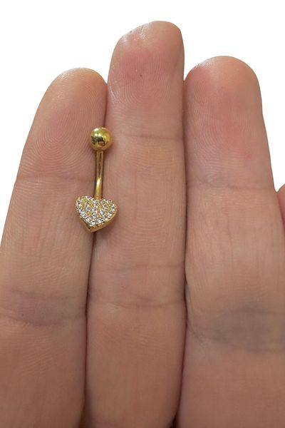 MAZEN Surgical Steel Zircon Stone Heart Navel Piercing 316L Non-Tarnish