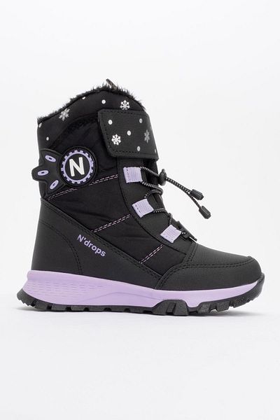 Ccway Παιδικά Velcro Snow Boots Μαύρο Λιλά