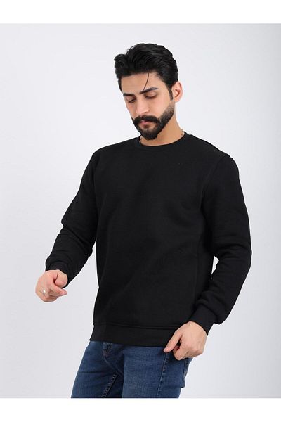 KAPHONE Men's Crew Neck Three Thread Raised Sweatshirt