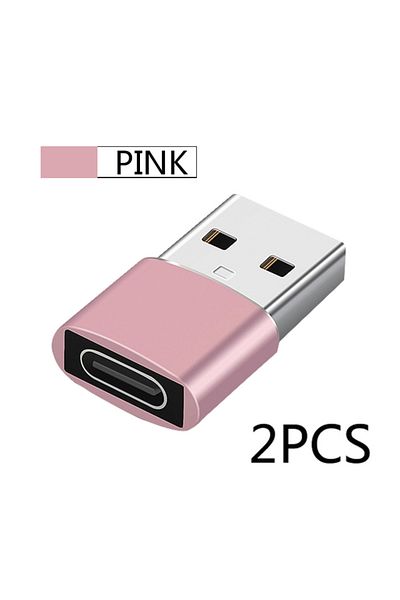 Choice قطعتان باللون الوردي، محول USB إلى Type C OTG من USB USB-C ذكر إلى Micro USB Type-c أنثى لأجهزة Mac