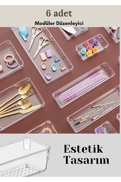 Flash Bazaar 6-piece Transparent Organizer - Cosmetic Jewelry, Makeup, Closet Organizer
