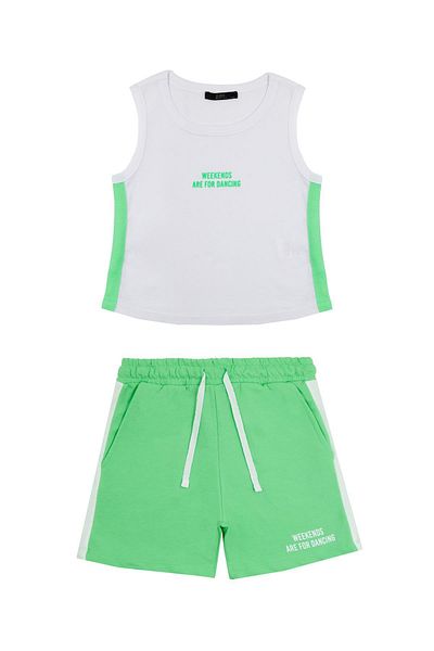 Chandraswear Green Girl's Shorts and T-Shirt Set - College