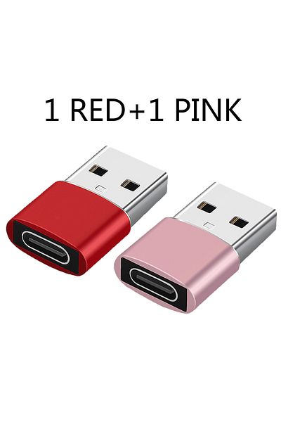 Choice محول USB إلى Type C OTG من قطعتين باللون الأحمر والوردي، محول USB USB-C ذكر إلى Micro USB Type-c أنثى