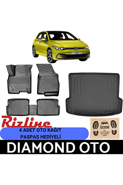 Rizline Volkswagen Golf 8 3d havuzlu paspas + bagaj havuzu (üst-otomatik) 202...