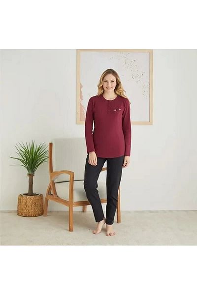 Rozalinda 2814 Γυναικεία χειμερινή φόρμα πιτζάμα με τρία κουμπιά