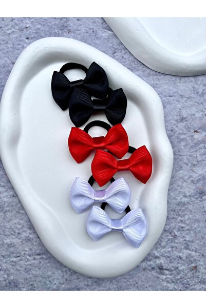 Toka Sepetim Kırmızı Siyah Beyaz Fiyonk Lastik Toka Seti 3 Çift