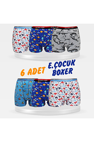BEYAZTOPTAN 6'LI KALİTELİ PAMUKLU İNTİMO ERKEK ÇOCUK BOXER