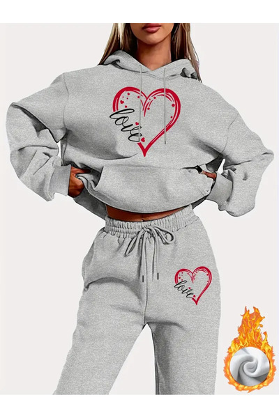 Nebulaa Tekstil NEBULAA Γυναικείο Αθλητικό Σετ με στάμπα Love Letter - Φθινόπ...