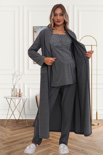 Mecit Pijama ملابس نوم نسائية للحوامل بأكمام طويلة ومفصلة