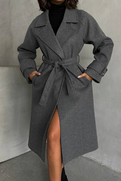 Neşeli Butik palton de damă căptușit antracit importat NBG048