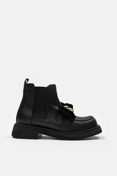 NILUFARR Γυναικείες μπότες Teddy Black από γνήσιο δέρμα
