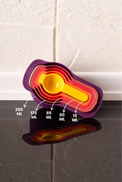 Flora Easy Mix 9 Parça Karıştırma Kabı Seti - Ölçü Kaşığı ve Süzgeçli Renkli Set