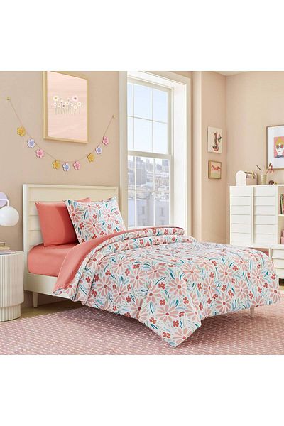 Orange Bed & Bath طقم لحاف فردي صغير من JCP مكون من 5 قطع - وردي