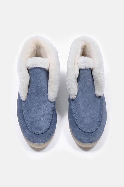 NILUFARR Pantofi de damă Damimi Denim Blue Suede Shearling