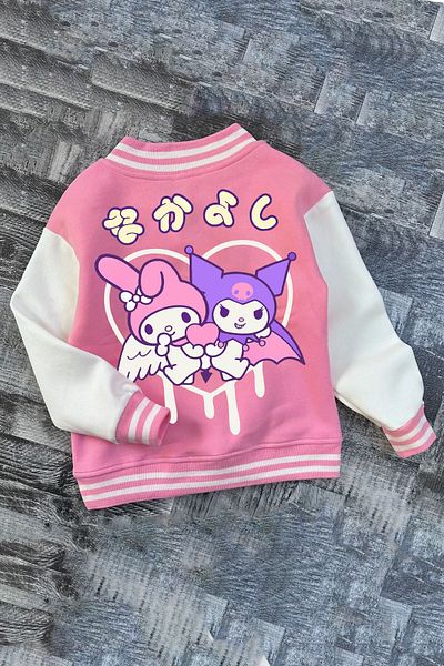 SELF CONTROL Детски принтиран розов плат за колеж и зимно училище Kuromi Melody
