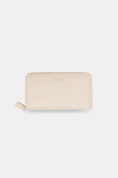 Setre Beige Patterned Zippered Portfolio Bag