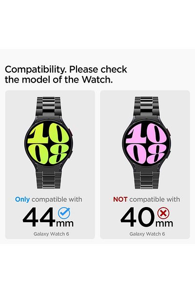 Spigen Modern Fit 316L Stainless Steel band for Samsung Galaxy Watch 6 44mm Band Strap - Black