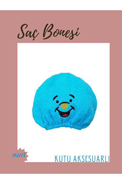 PERFECTWOMEN Düz Eponj Düğmeli Havlu Mavi Saç Kurulama Bonesi Saç Havlusu Kutulu Üründür Çocuklar Için