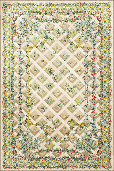 Rugs Modern Halı Berlin Çok Renkli Kafes Tasarım Çiçek ve Sarmaşık Desenli Mo...