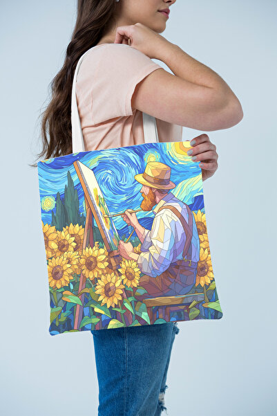 Saiza Vincent Van Gogh Panel Printed Cloth Bag