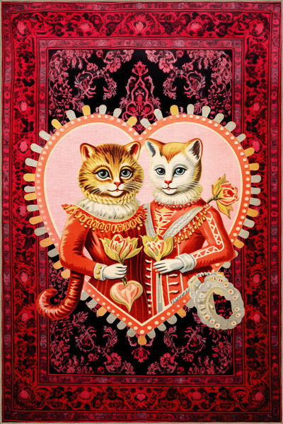 Rugs Modern Halı سجادة ديدو 2 المزخرفة بنمط القطط النبيلة ذات الطابع الأحمر و...