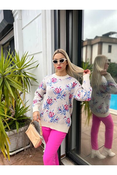 For Angels Светло-рожевий светр з візерунком троянд