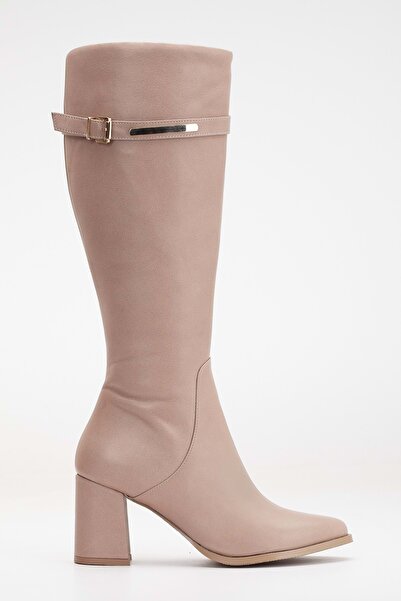 ANALİN SHOES Шкіряні жіночі черевики на підборах - золота пряжка, камінь