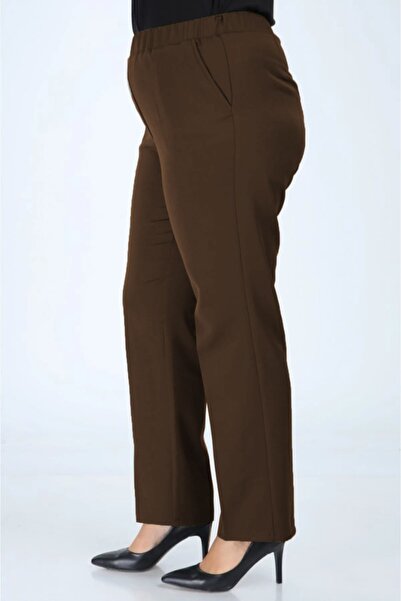 ASYA GİYİM Pantaloni de damă bleumarin, cu talie elastică, mărime mare, din s...