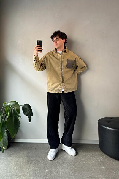 Flaw Wear Μπουφάν με κουμπιά χακί με λεπτομέρεια τσέπης